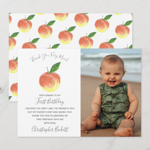 Carte De Remerciements Sweet Little Peach 1er Anniversaire Photo