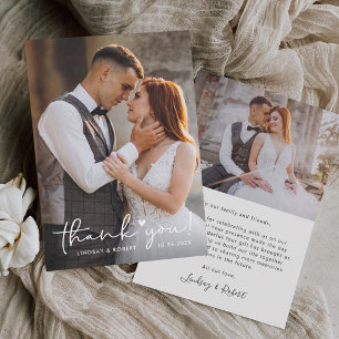 Carte De Remerciements Sweet Love Coeur manuscrit Script Mariage Photo