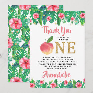 Carte De Remerciements Sweet Peach Girls 1er anniversaire