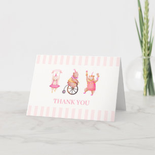 Carte De Remerciements Sweet Rose Circus Carnival Teddy Bear Baby shower