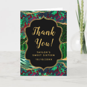 Carte De Remerciements Sweet sixteen d'Agate Safari vert
