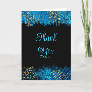 Carte De Remerciements Sweet sixteen d'encre d'alcool bleu