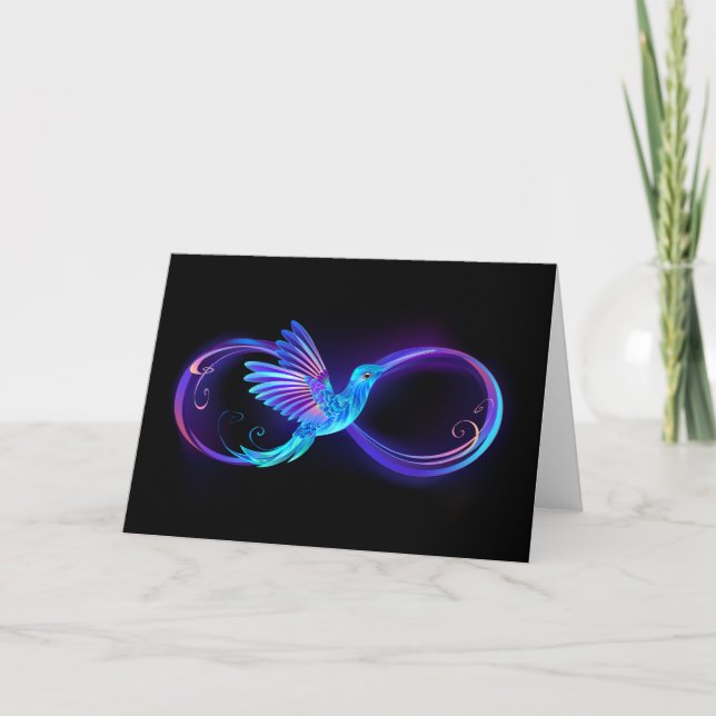 Carte De Remerciements Symbole de Neon Infinity par Glowing Hummingbird (Devant)