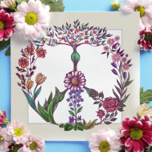 SYMBOLE DE PAIX Floral Aquarelle Fille Mignonne Ar