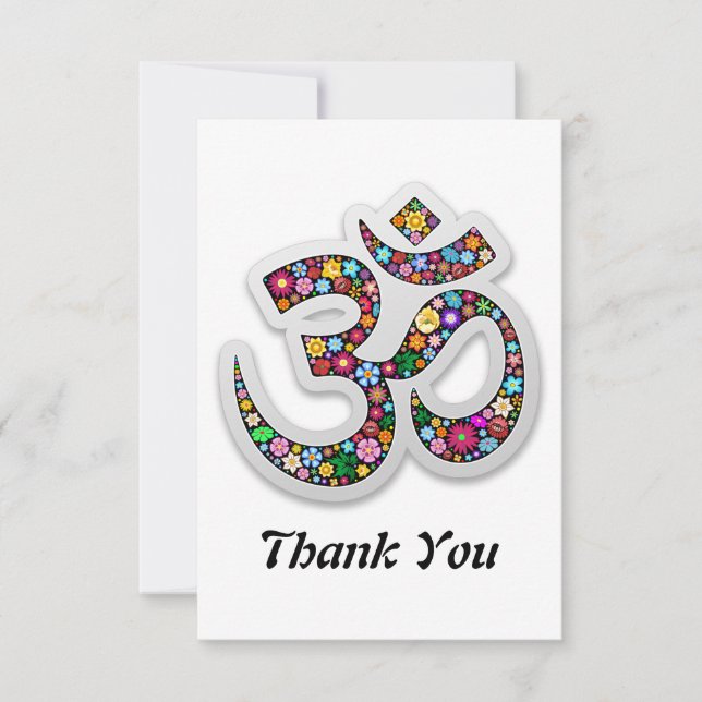 Carte De Remerciements SYMBOLE DE Yoga Floral Namaste  (Devant)