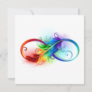 Carte De Remerciements Symbole d'infini avec plume arc-en-ciel
