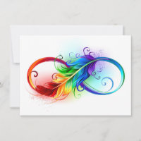 Symbole d'infini avec plume arc-en-ciel