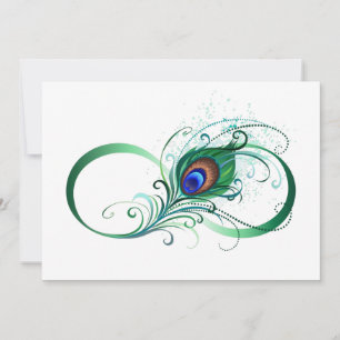 Carte De Remerciements Symbole d'infini avec plume de paon