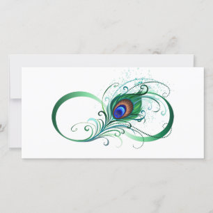 Carte De Remerciements Symbole d'infini avec plume de paon