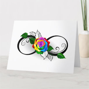 Carte De Remerciements Symbole d'infini avec Rose arc-en-ciel