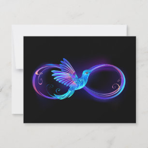 Carte De Remerciements Symbole d'infini néon avec colibri brillant