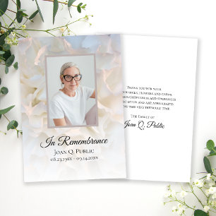 Carte De Remerciements Sympathie de la Mémorial Floral de la Carnation bl