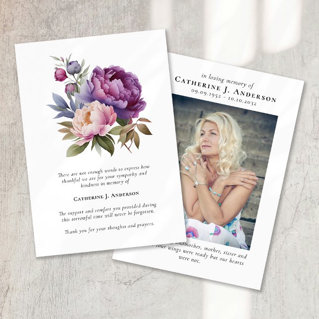 Carte De Remerciements Sympathie de la photo florale Mémorial funéraire (Créateur téléchargé)