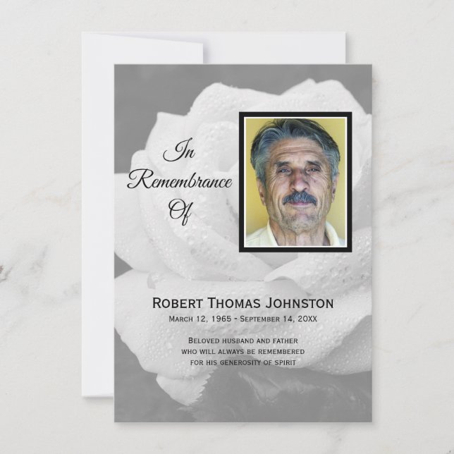 Carte De Remerciements Sympathie élégante pour les funérailles de la Rose (Devant)