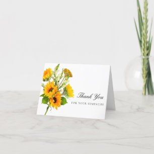 Carte De Remerciements Sympathie Fleurs de tournesol funéraires pliées