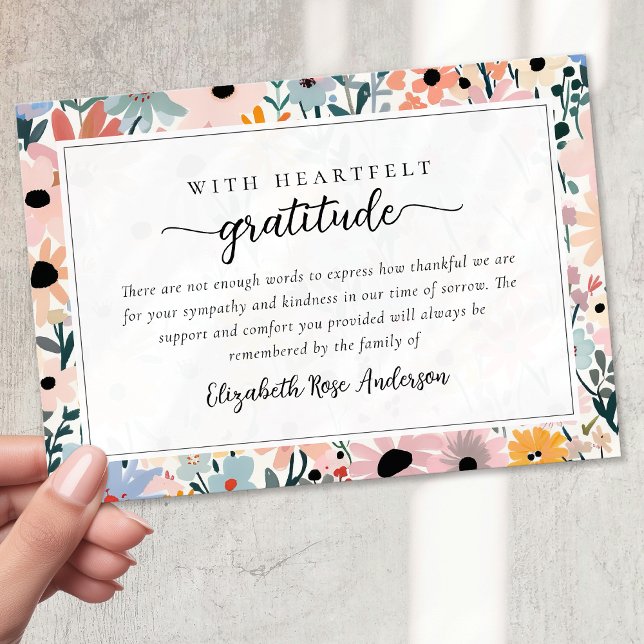 Carte De Remerciements Sympathie florale assez rose (Créateur téléchargé)