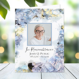 Carte De Remerciements Sympathie funéraire Blue Hydrangea Flower