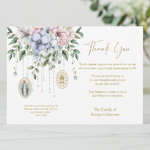 Carte De Remerciements Sympathie funéraire catholique Condolence Mary