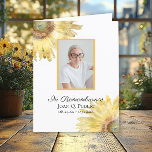 Carte De Remerciements Sympathie funéraire des tournesols jaunes