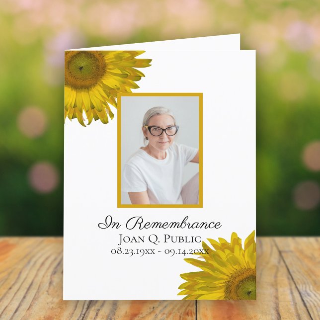 Carte De Remerciements Sympathie funéraire des tournesols jaunes (Créateur téléchargé)