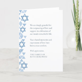 Carte De Remerciements Sympathie juive Aquarelle moderne Etoiles bleues