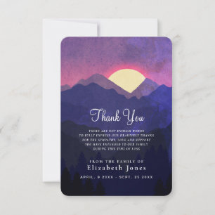 Carte De Remerciements Sympathie Mémoire Sunset Mountain