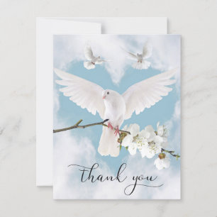 Carte De Remerciements Sympathie Mémoire White Dove Heaven in Memory PHOT