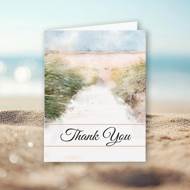 Carte De Remerciements Sympathie pour l'aquarelle naturelle de la plage M (Créateur téléchargé)