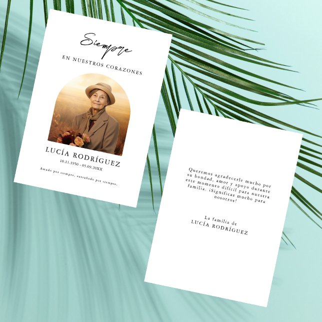 Carte De Remerciements Sympathie pour le mémorial funéraire espagnol (Créateur téléchargé)
