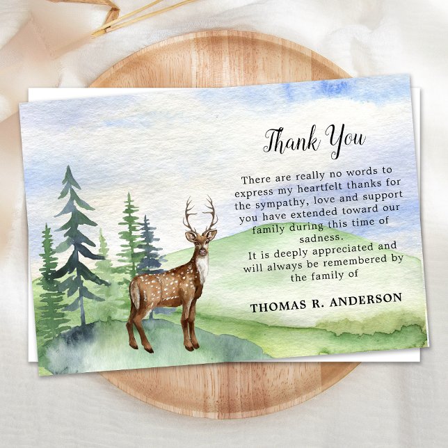 Carte De Remerciements Sympathie pour les cerfs funéraires commémoratifs (Créateur téléchargé)