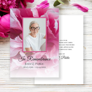 Carte De Remerciements Sympathie pour les funérailles de rose Peony