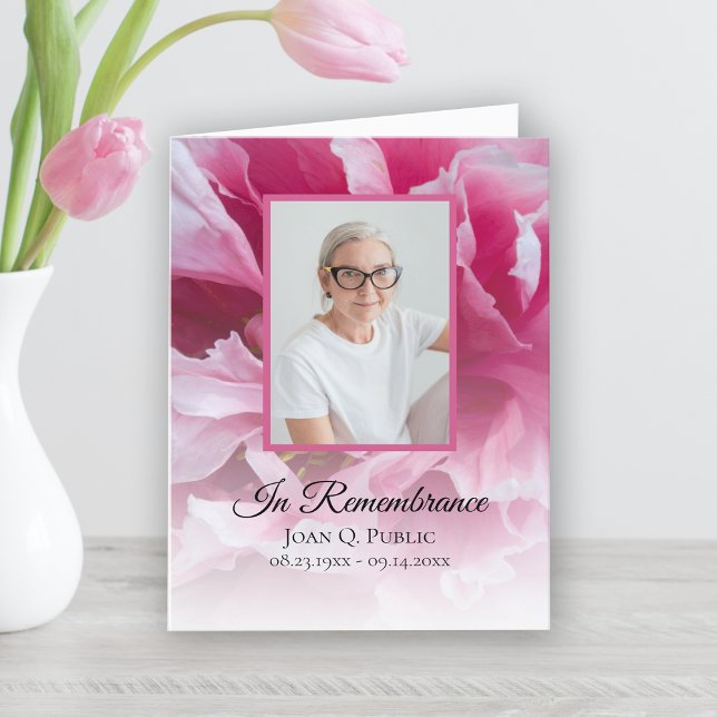Carte De Remerciements Sympathie pour les funérailles de rose Peony (Créateur téléchargé)