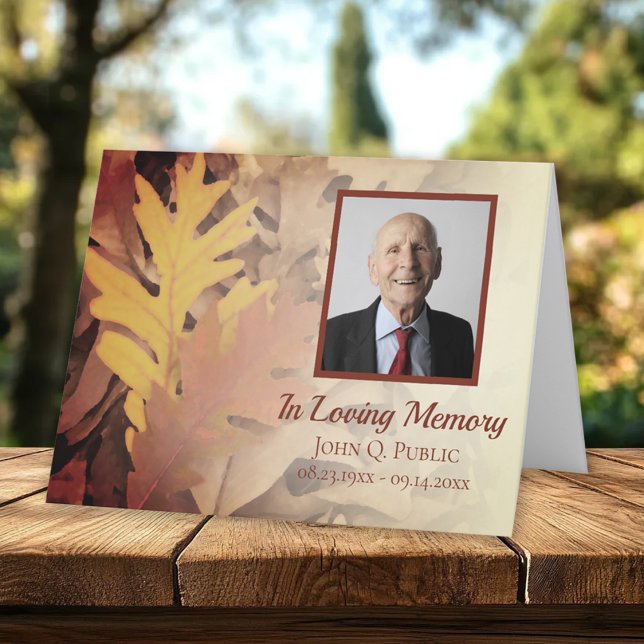 Carte De Remerciements Sympathie pour les funérailles des feuilles d'auto (Créateur téléchargé)