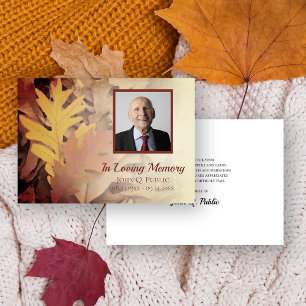 Carte De Remerciements Sympathie pour les funérailles des feuilles d'auto