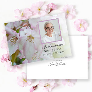Carte De Remerciements Sympathie pour les funérailles des Fleurs Roses Bl