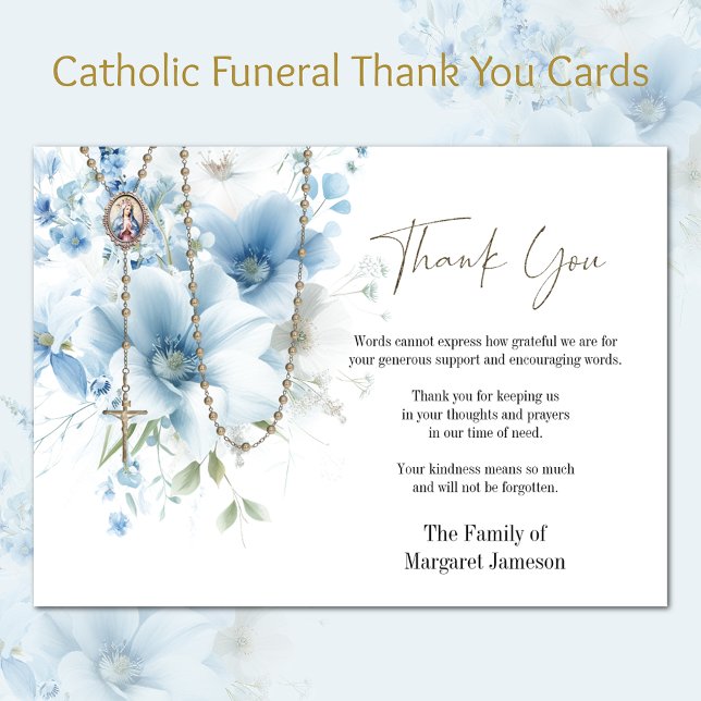 Carte De Remerciements Sympathie pour les funérailles du Rosaire Floral (Créateur téléchargé)