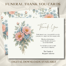 Carte De Remerciements Sympathie pour les funérailles du Rosaire Floral