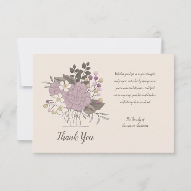 Carte De Remerciements Sympathie Remerciement Floral (Devant)