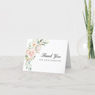 Carte De Remerciements Sympathie Rose Floral Funérailles Plié