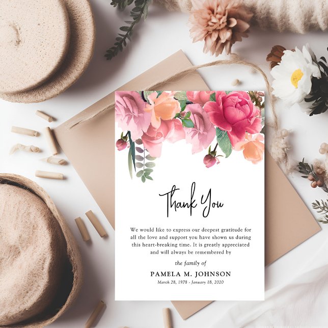 Carte De Remerciements Sympathie rose Gold Photo (Créateur téléchargé)