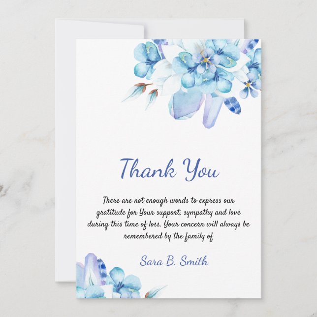 Carte De Remerciements Sympathy Bereavement Aquarelle Floral (Devant)