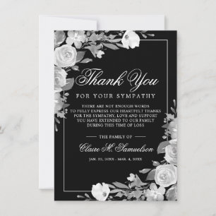 Carte De Remerciements Sympathy Bereavity Aquarelle Floral Funeral