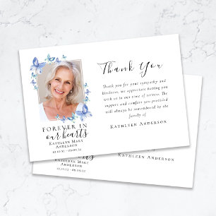 Carte De Remerciements Sympathy Blue Butterflies Photo Funérailles