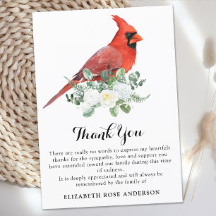 Carte De Remerciements Sympathy Cardinal Watercolor Memorial Funeral