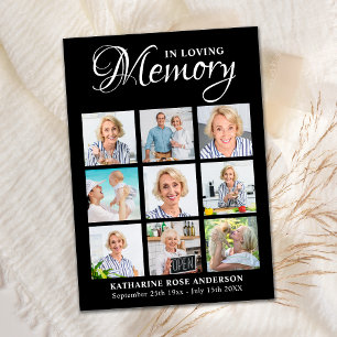 Carte De Remerciements Sympathy Elegant 9 Photo Collage de conservation F