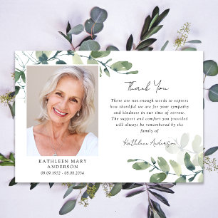 Carte De Remerciements Sympathy Eucalyptus Photo Funérailles