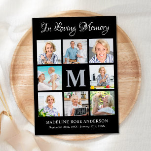 Carte De Remerciements Sympathy Modern Memorial 8 Photo Collage Funéraill