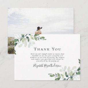 Carte De Remerciements Sympathy Photo Eucalyptus Funérailles