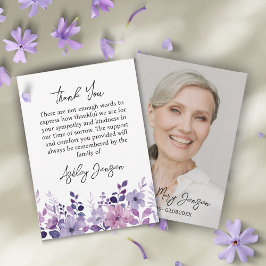 Carte De Remerciements Sympathy Purple Floral Photo Thank You Card