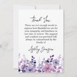 Carte De Remerciements Sympathy Purple Floral Thank You Card